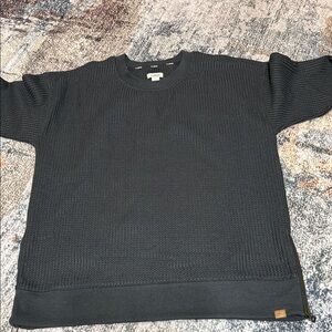 L.L. Bean Men's Black Waffle-Knit Crewneck Sweater